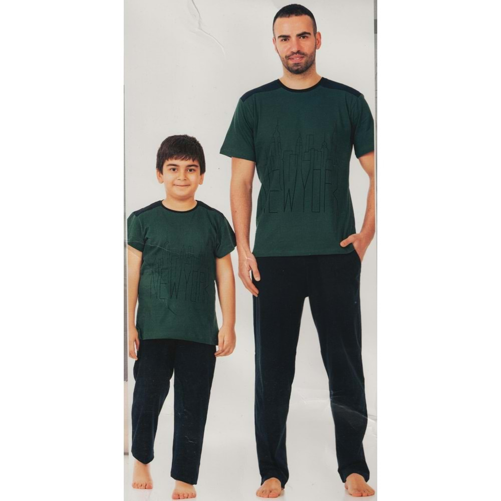 Erkek Çocuk Kısa Kol , Uzun Pantolonlu Penye Pijama Takım M00679