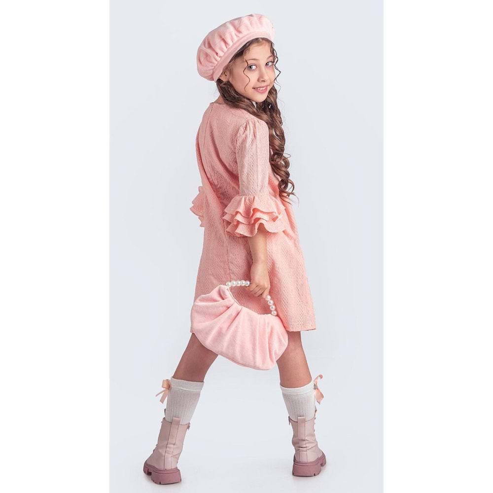 Miss Clarice Kız Çocuk Fransız Bere, Çanta, Çorap Ve Elbise Takım M00704