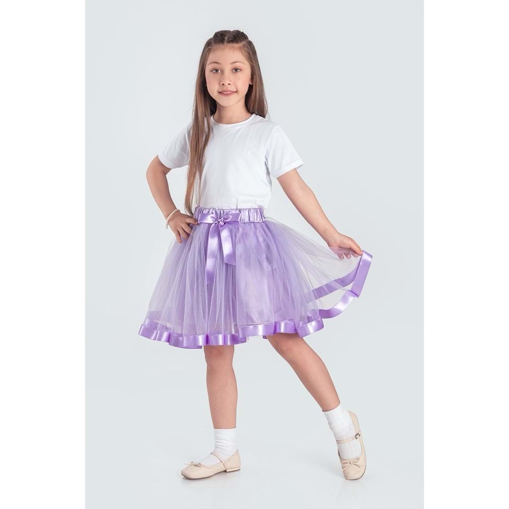 Saten Şeritli Tütü Kız Çocuk Etek M00728
