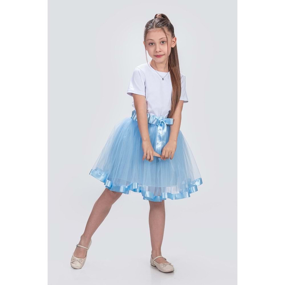 Saten Şeritli Tütü Kız Çocuk Etek M00728