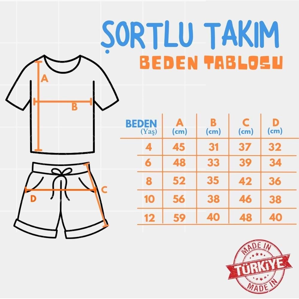 Baskılı Kız Çocuk Tişört Şort Takım M00730