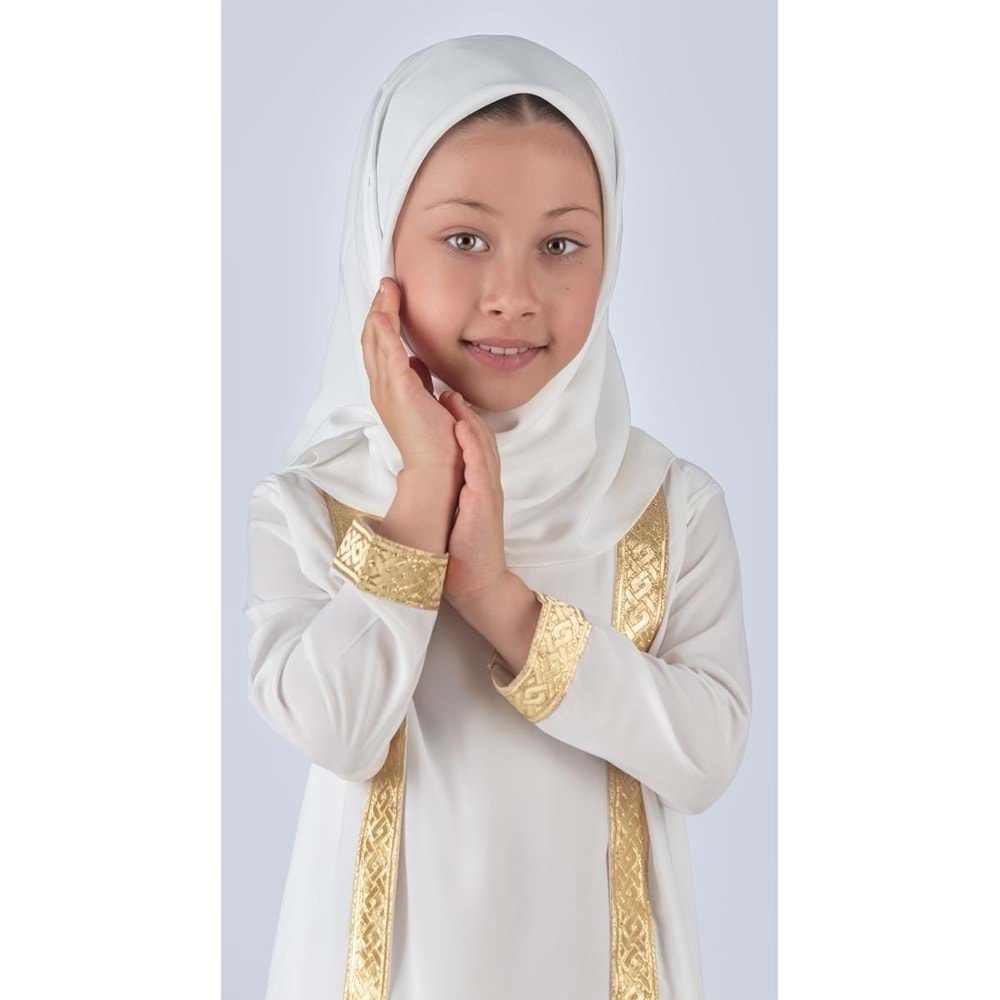 Medine İpek Kumaş Eşarplı Tesettür Namaz Elbise M00742