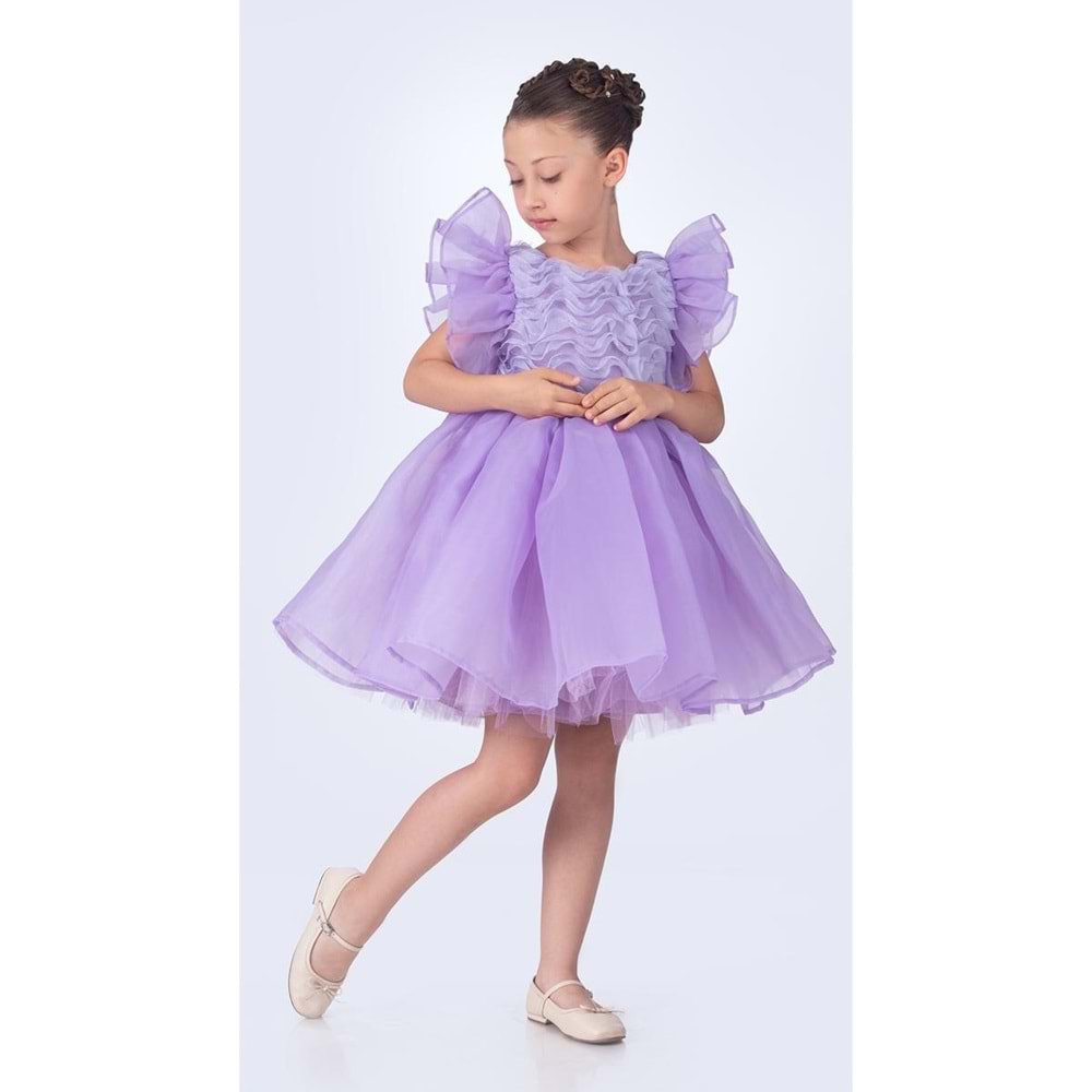 Maronia Kız Çocuk Prenses Model Abiye Elbise - Lila M00746