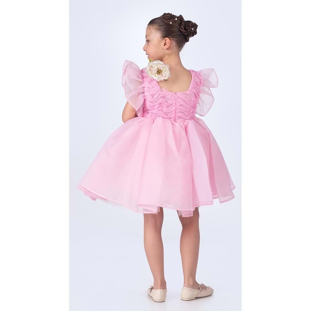 Maronia Kız Çocuk Prenses Model Abiye Elbise - Pembe M00746