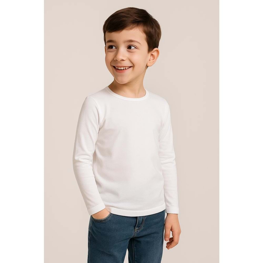 Unisex Çocuk Bisiklet Yaka Uzun Kollu Okul Badi M00748