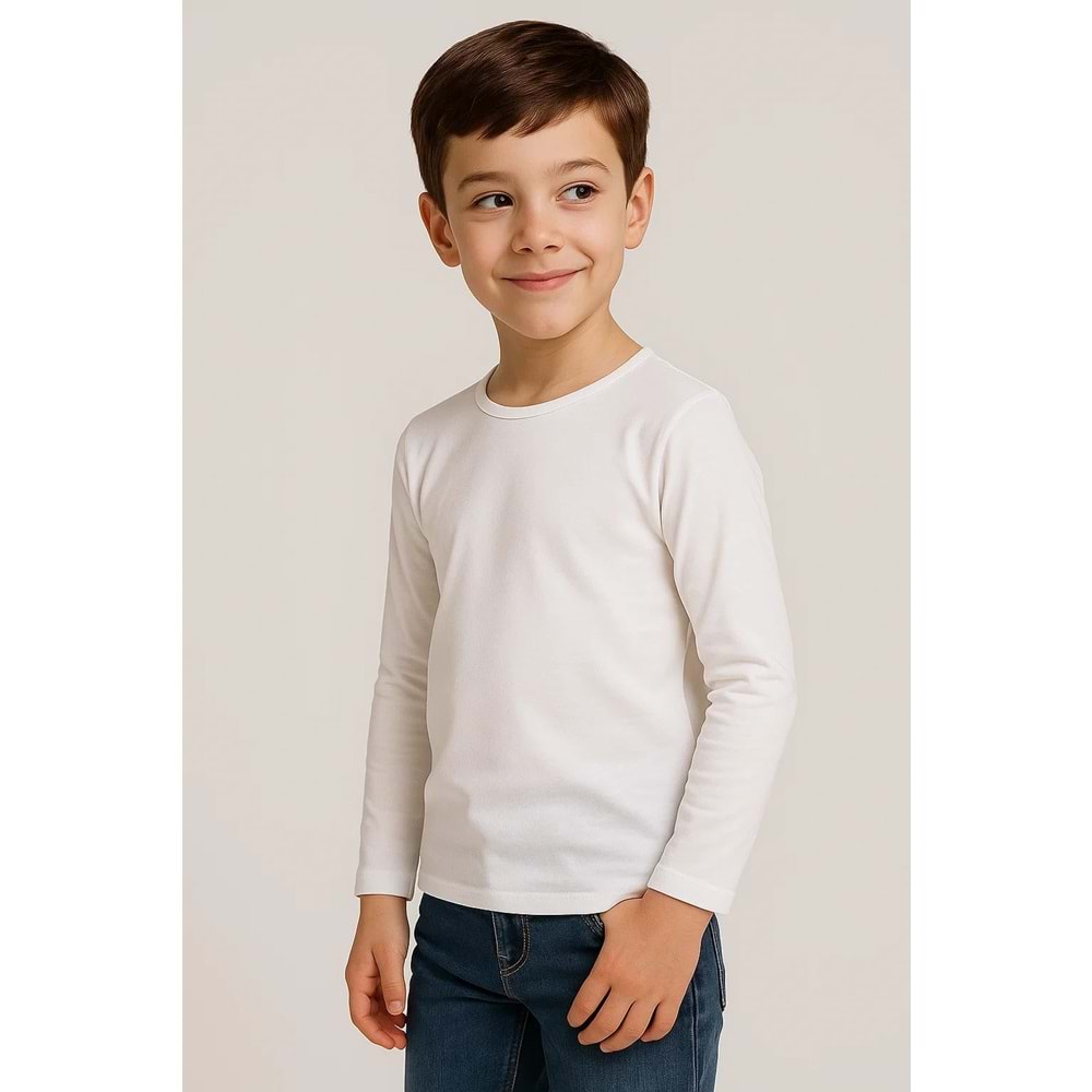 Unisex Çocuk Bisiklet Yaka Uzun Kollu Okul Badi M00748