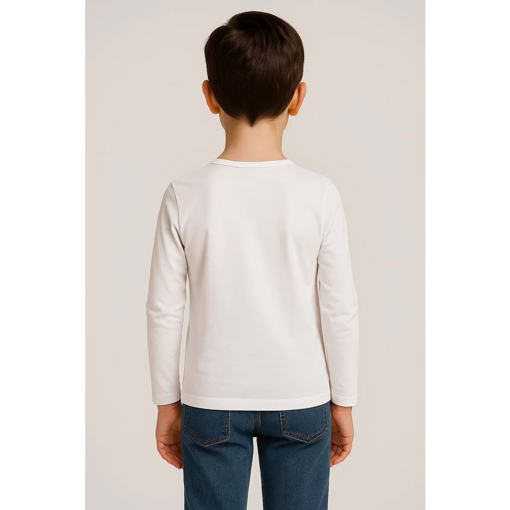 Unisex Çocuk Bisiklet Yaka Uzun Kollu Okul Badi M00748