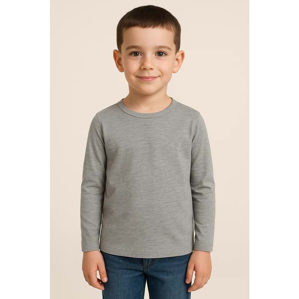 Unisex Çocuk Bisiklet Yaka Uzun Kollu Okul Badi M00748