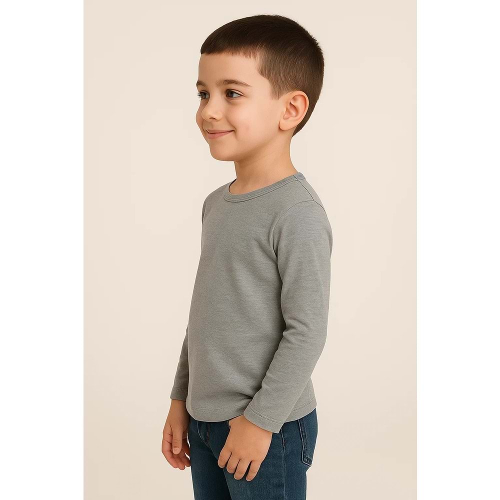 Unisex Çocuk Bisiklet Yaka Uzun Kollu Okul Badi M00748
