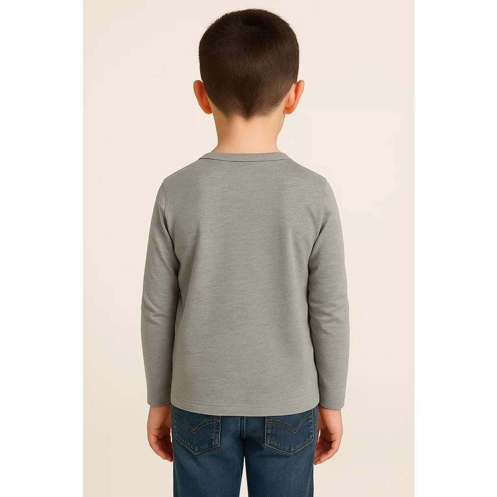 Unisex Çocuk Bisiklet Yaka Uzun Kollu Okul Badi M00748