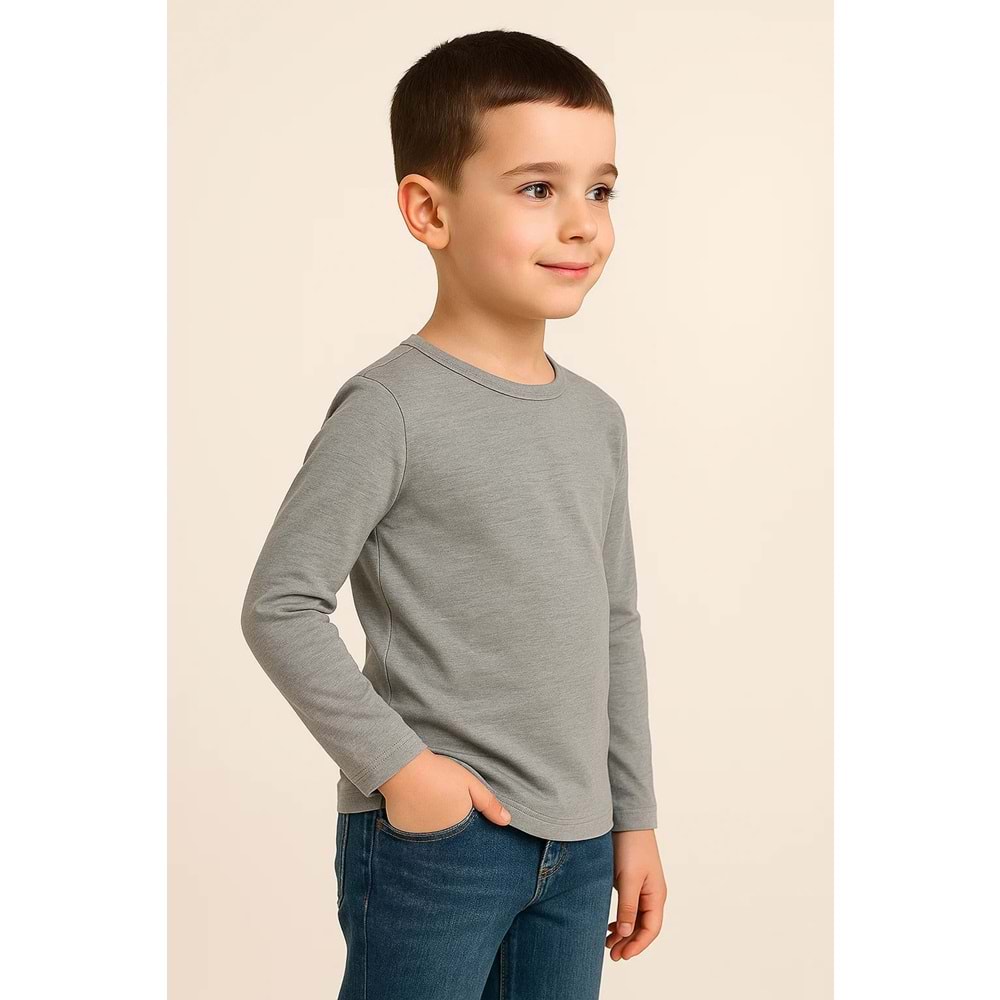 Unisex Çocuk Bisiklet Yaka Uzun Kollu Okul Badi M00748