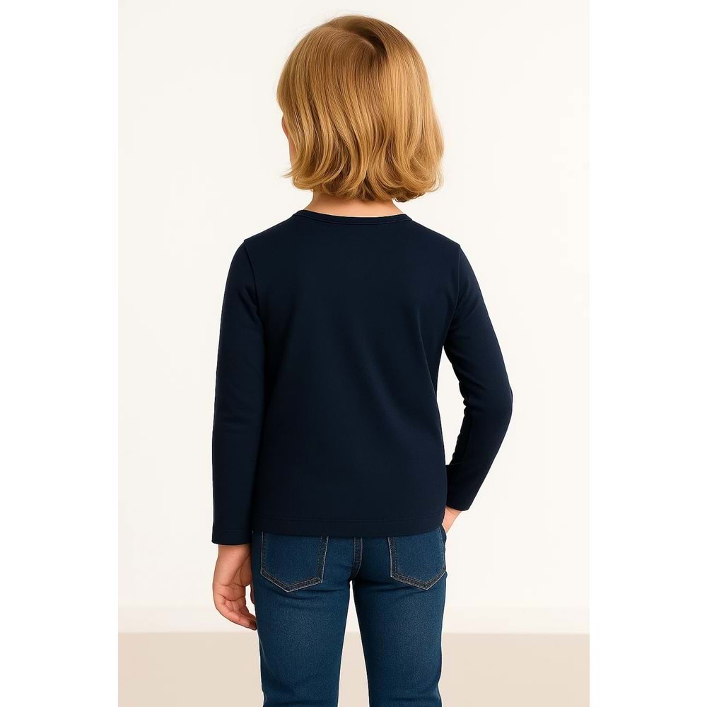 Unisex Çocuk Bisiklet Yaka Uzun Kollu Okul Badi M00748