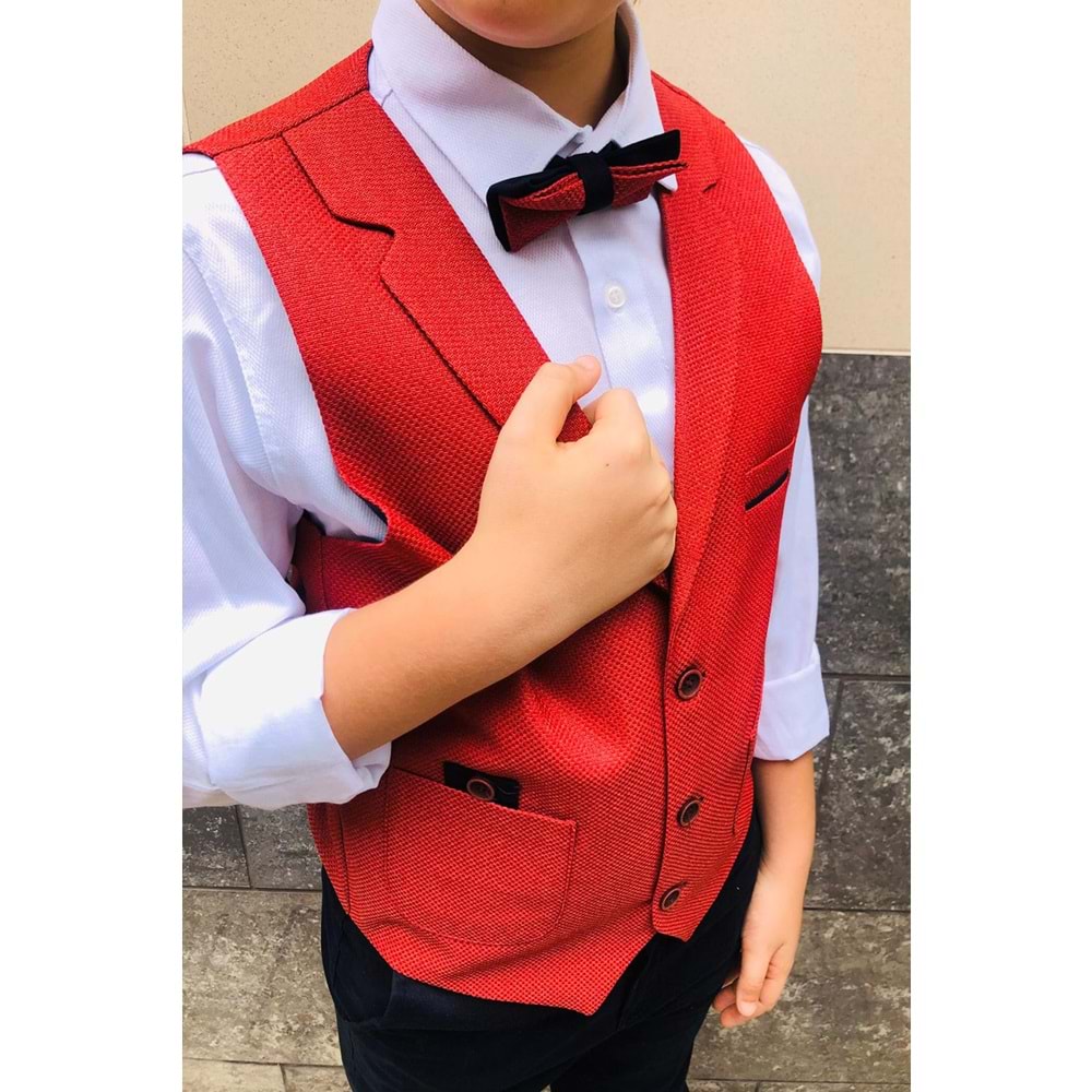 Kırmızı Spor Yelekli Erkek Çocuk Takım - 13 YAŞ