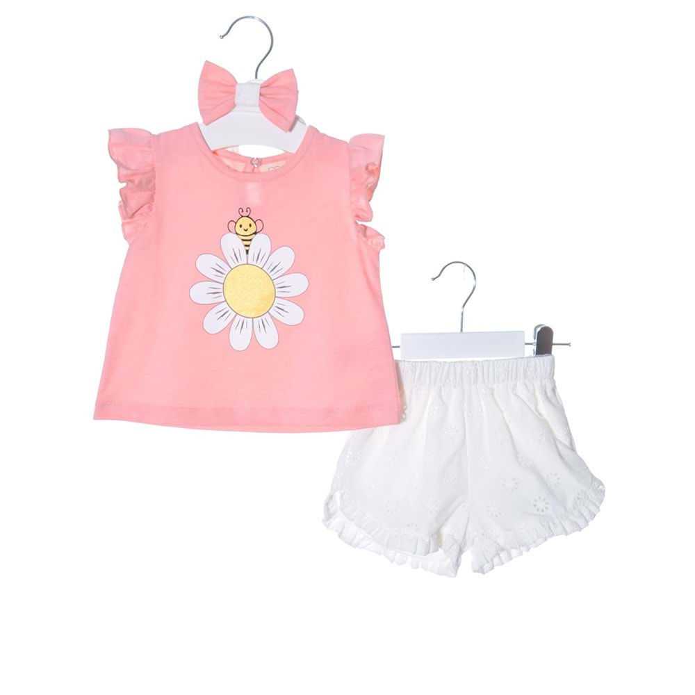 Daisy Pink Kız Bebek Şortlu Takım