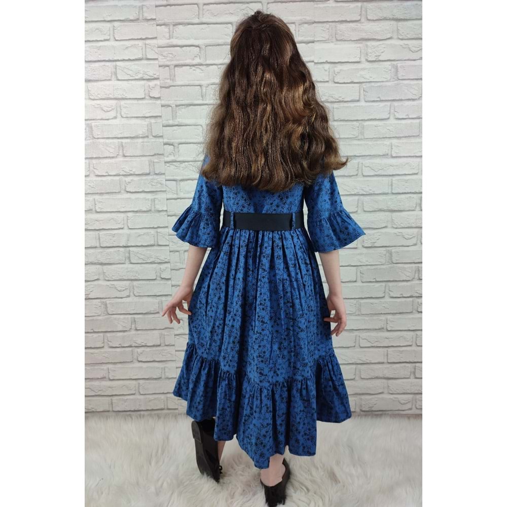 Vintage Basma Kız Çocuk Elbise