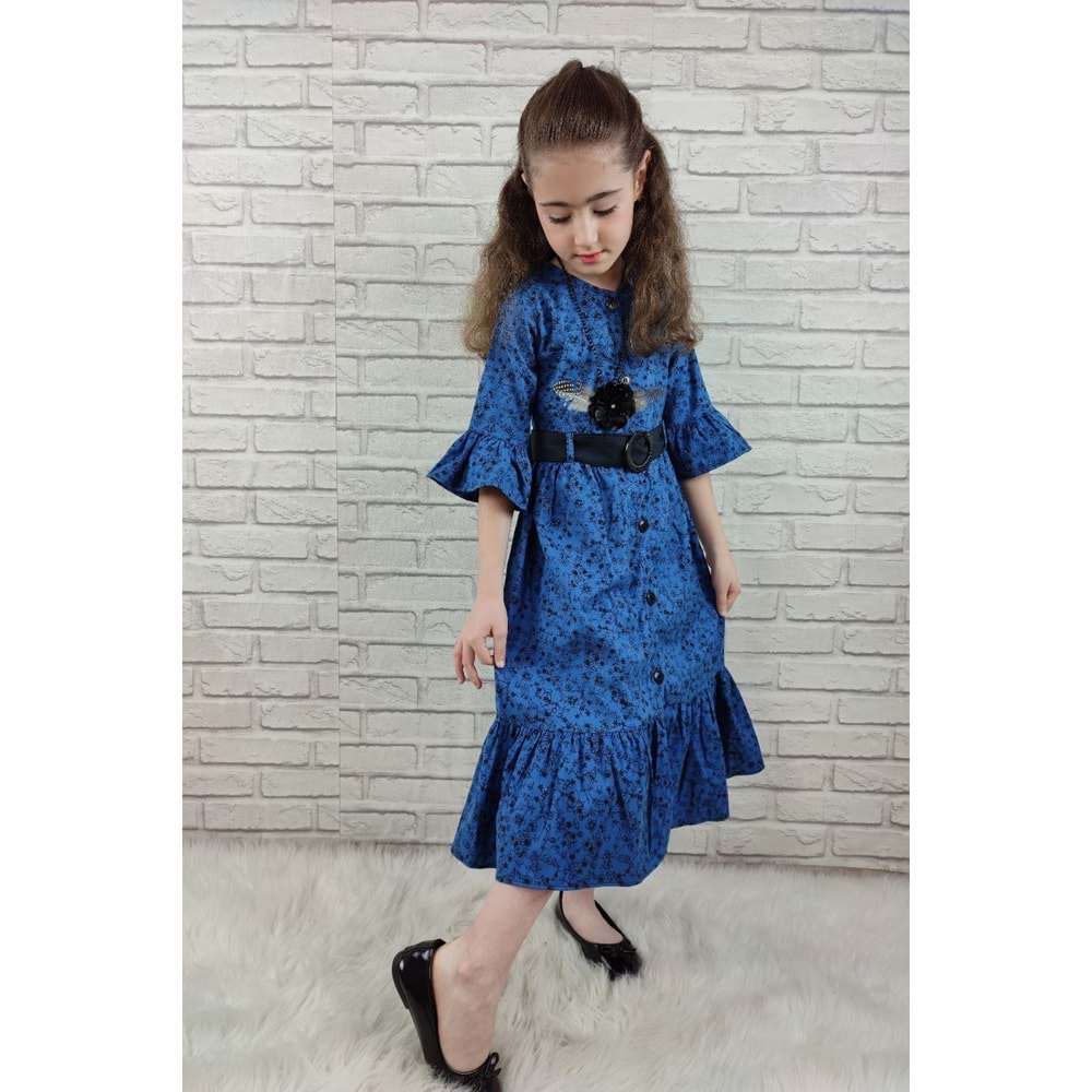 Vintage Basma Kız Çocuk Elbise