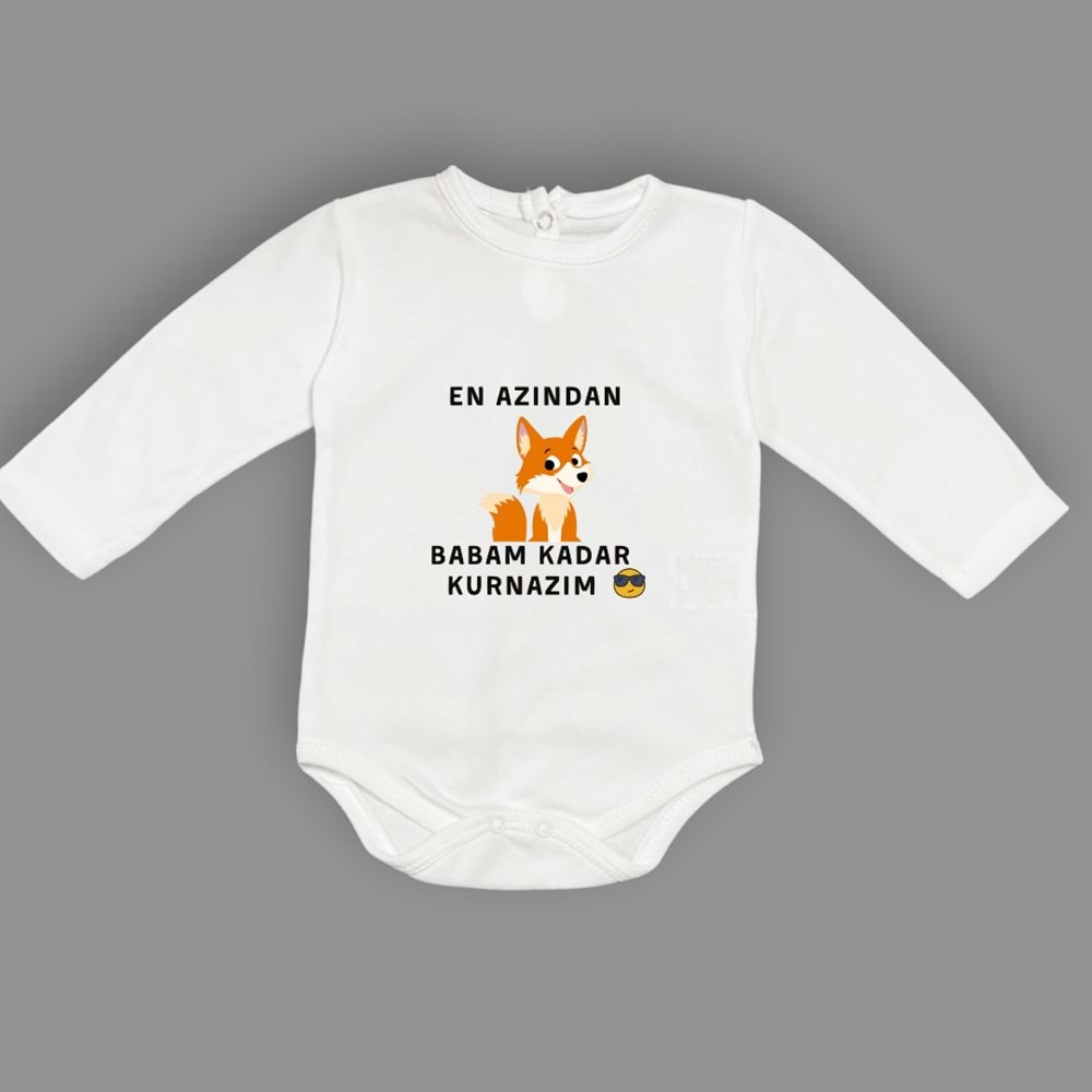 En Azından Babam Kadar Kurnazım Bebek Çıtçıtlı Body MNK0628