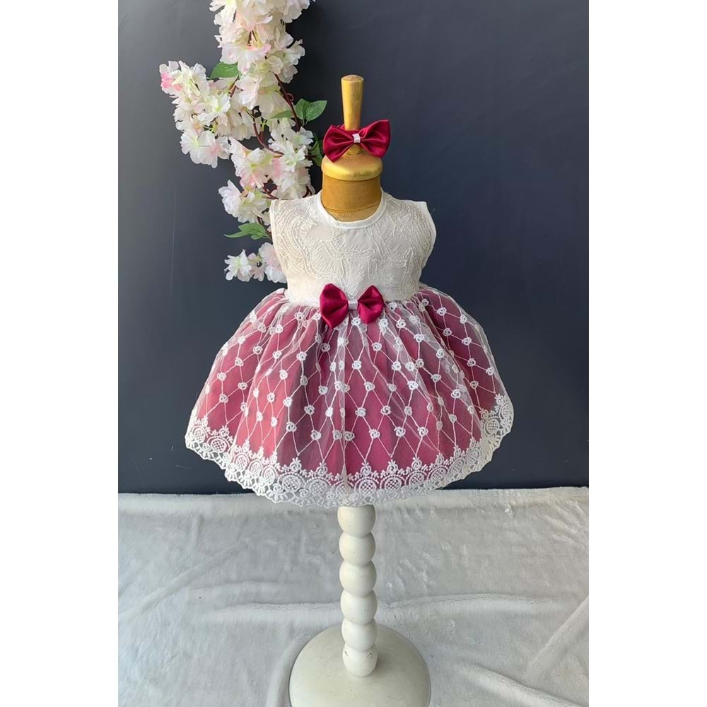 Saç Bantlı Dantelli Bebek Elbise PNPN136