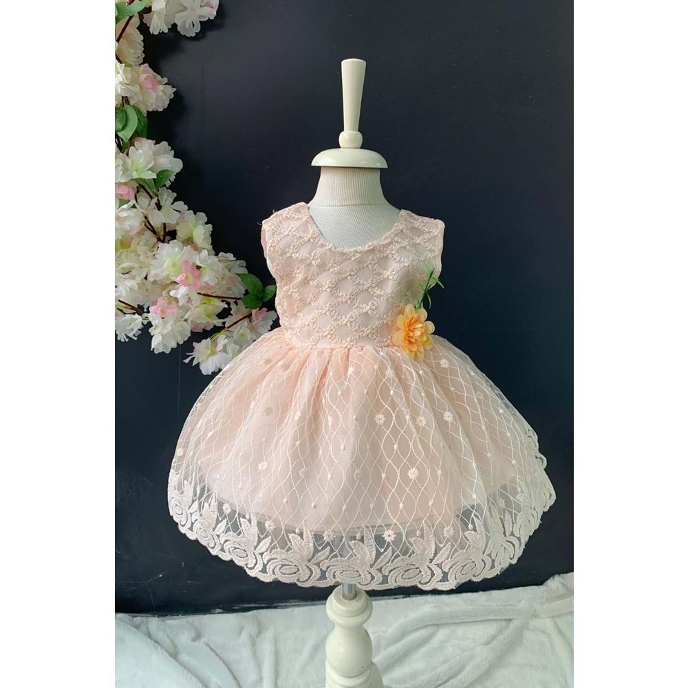 Saç Bantlı Papatyalı Dantelli Bebek Elbise PNPN146