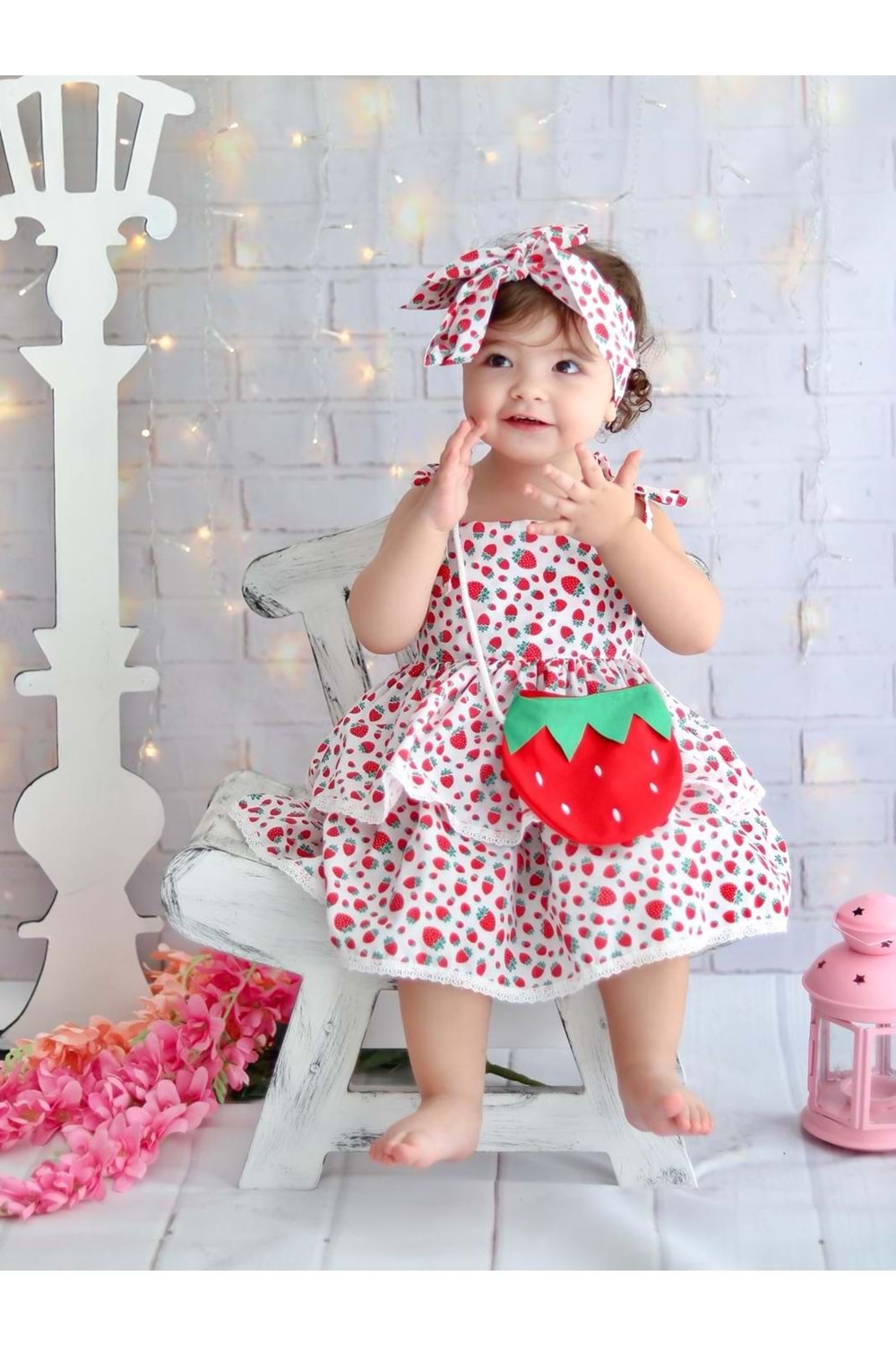 Mnk Çantalı Çilek Elbise