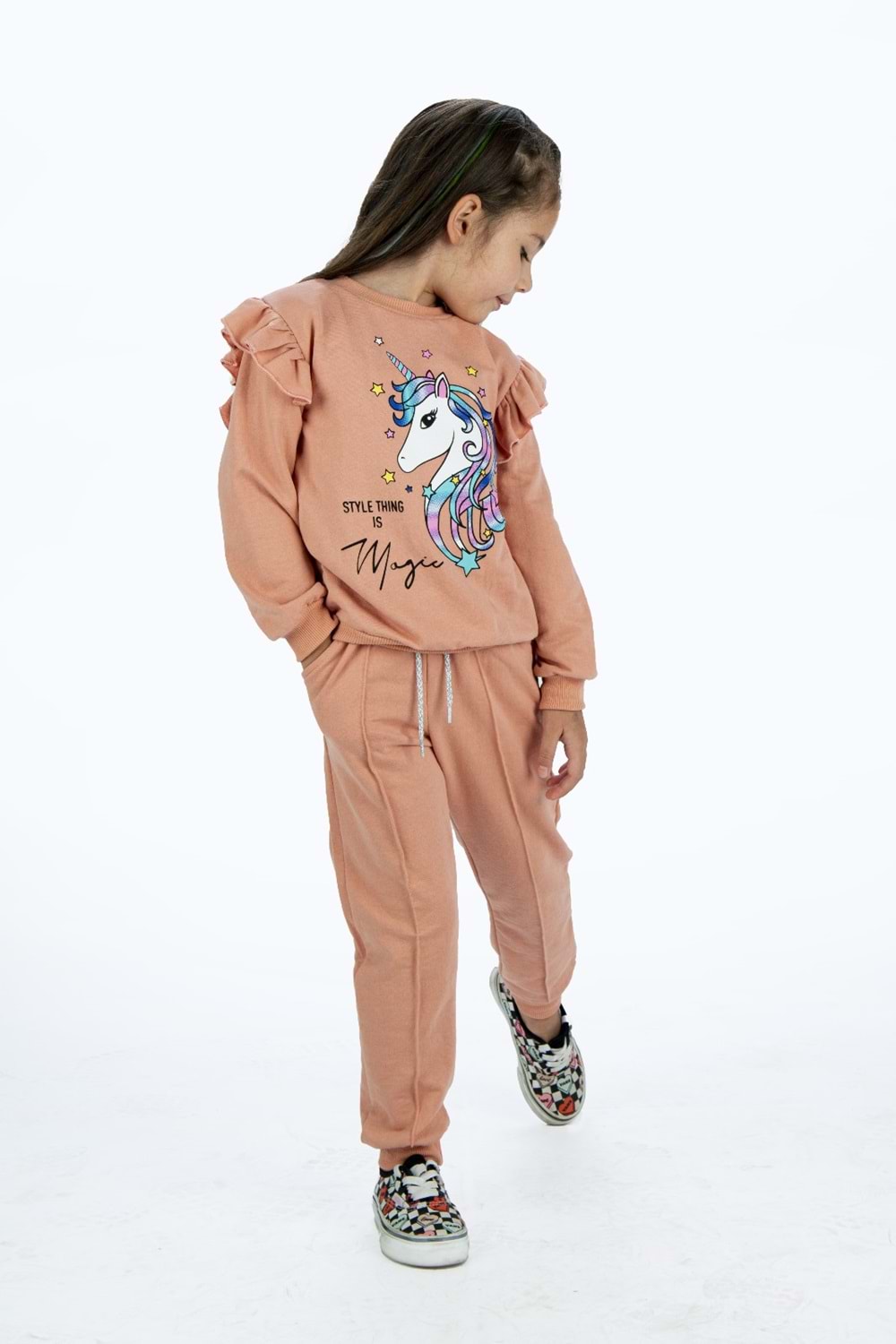 Kız Çocuk Boynuzlu At Eşofman Takımı