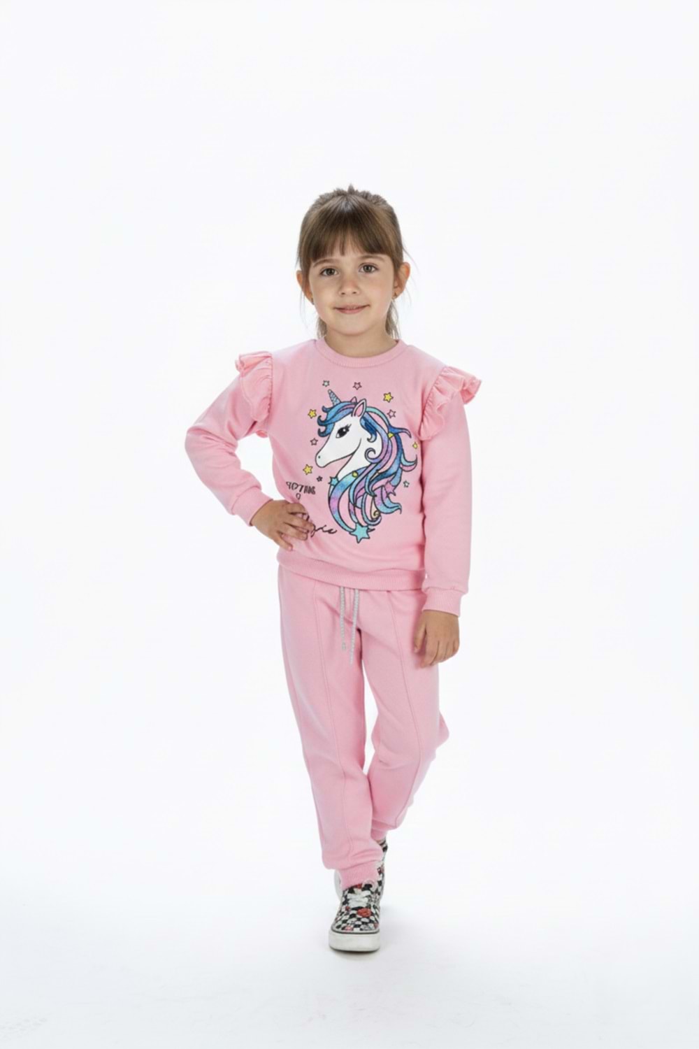 Kız Çocuk Boynuzlu At Eşofman Takımı