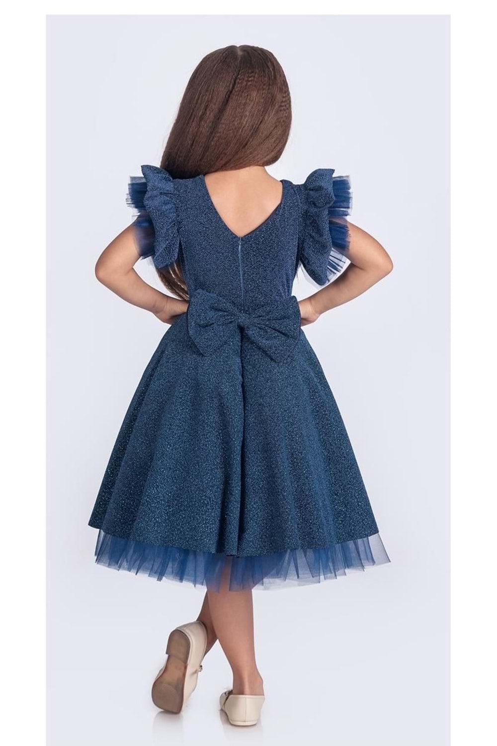 Simli Şanzelize Kız Çocuk Abiye Elbise M00669