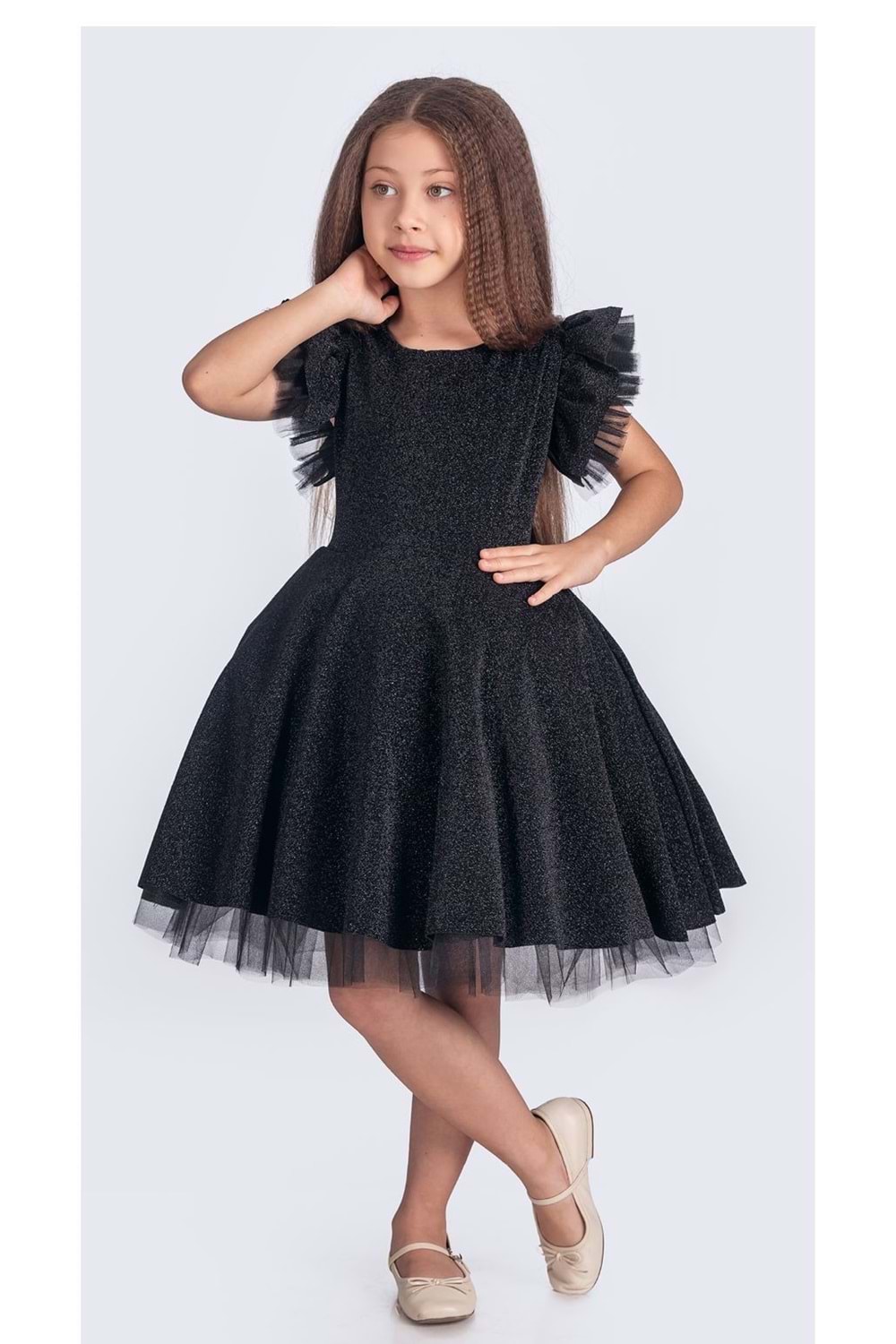 Simli Şanzelize Kız Çocuk Abiye Elbise M00669