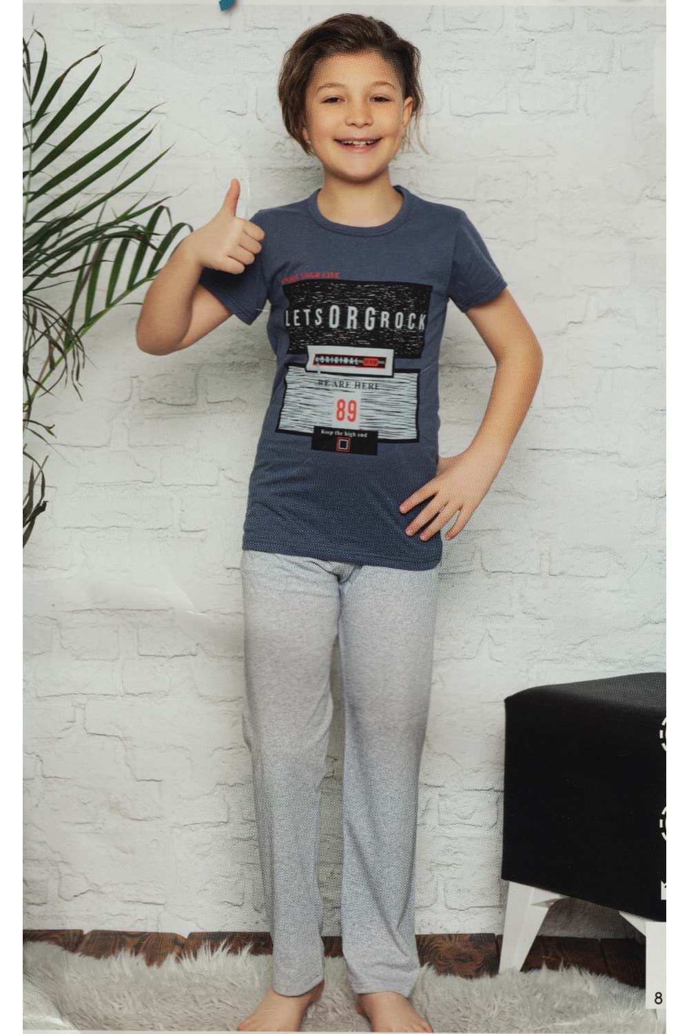 Kısa Kol Tişört , Uzun Pantolon Erkek Çocuk Pijama M00672