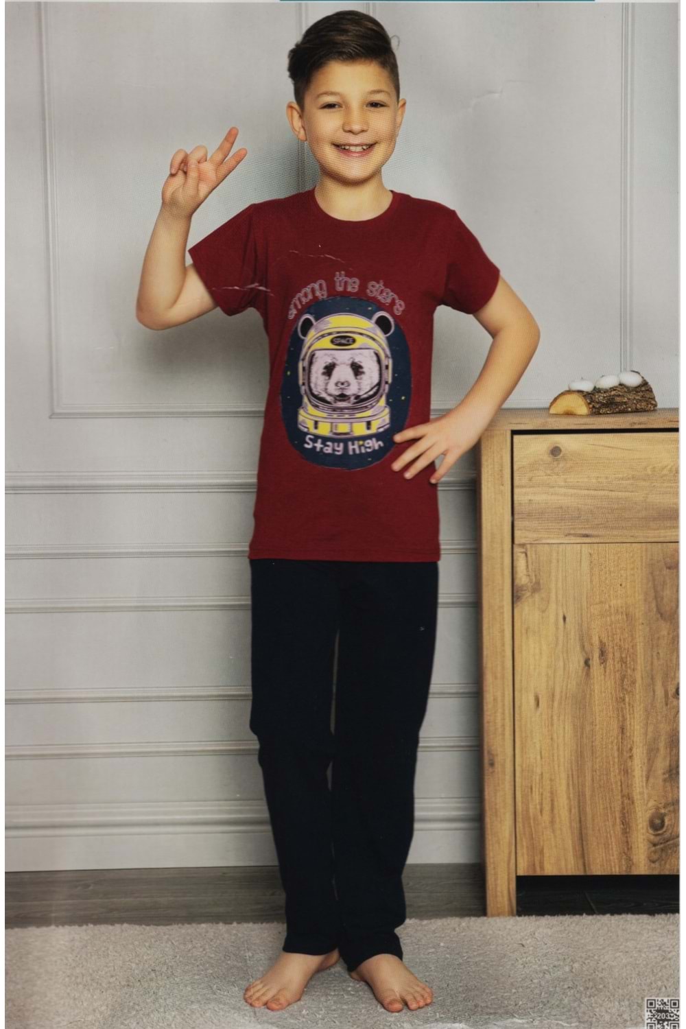 Kısa Kol Tişört , Uzun Pantolon Erkek Çocuk Pijama M00672