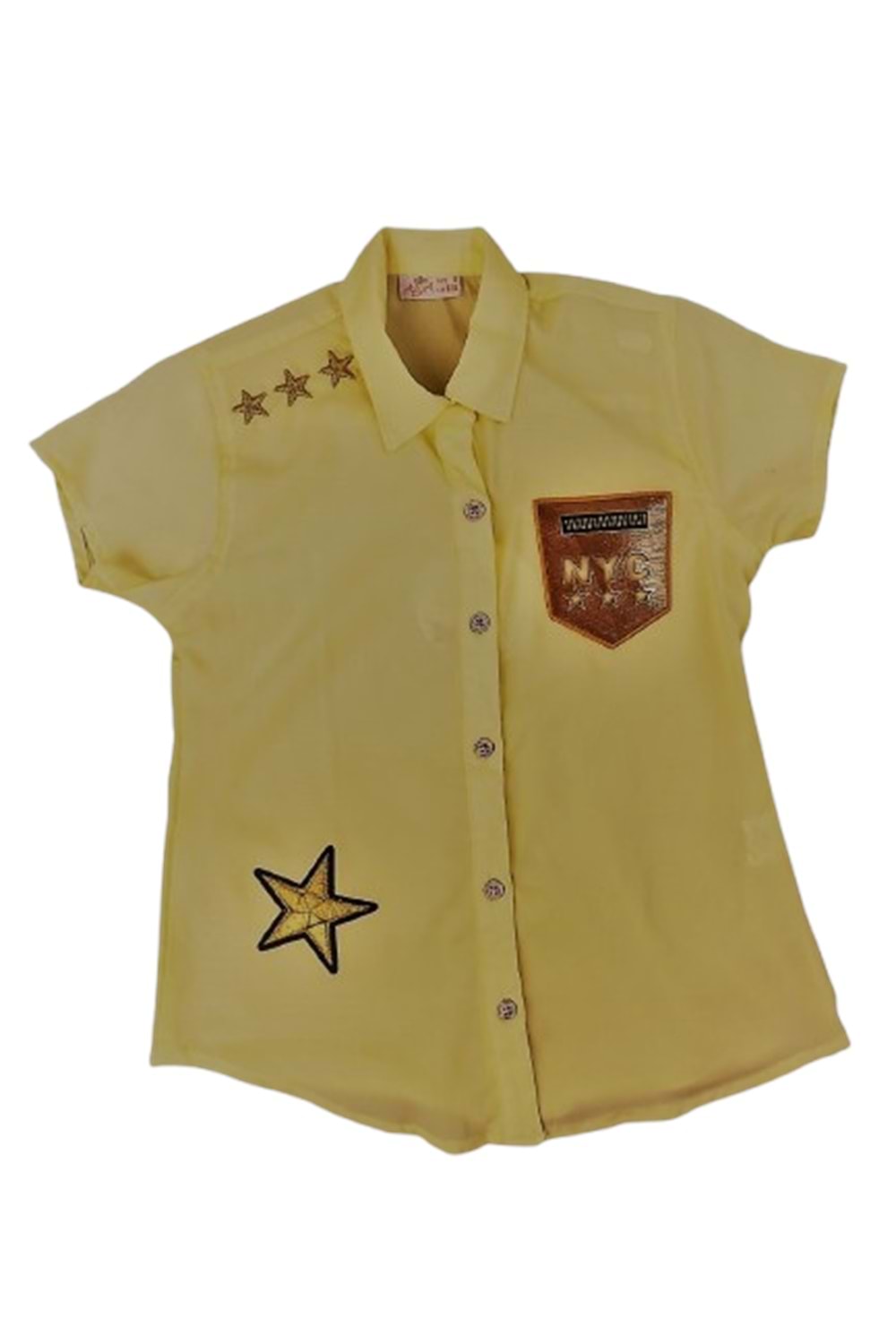 Yazlık Kısa Kol Keten Kız Gömlek M00678