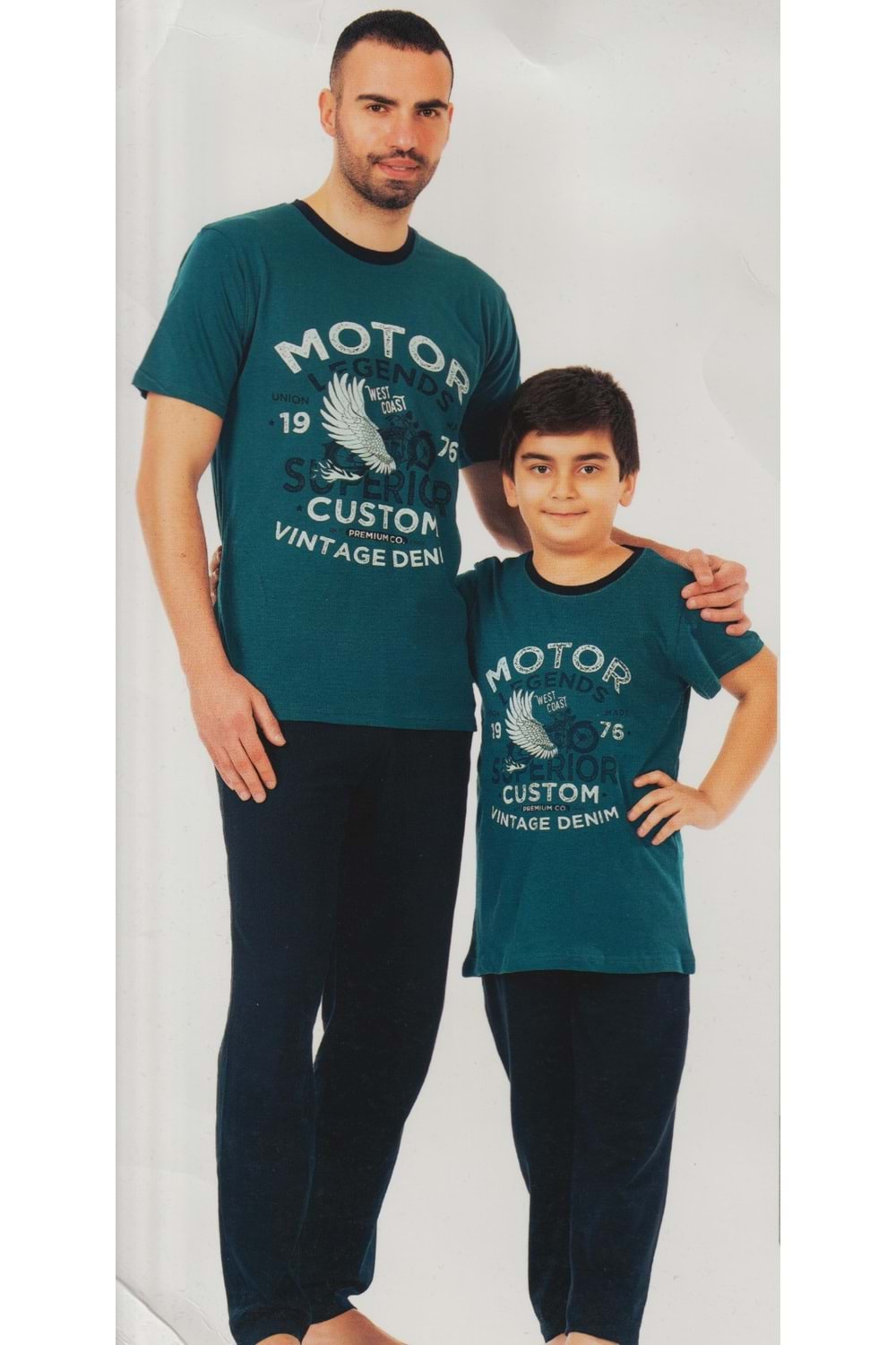 Erkek Çocuk Kısa Kol , Uzun Pantolonlu Penye Pijama Takım M00679