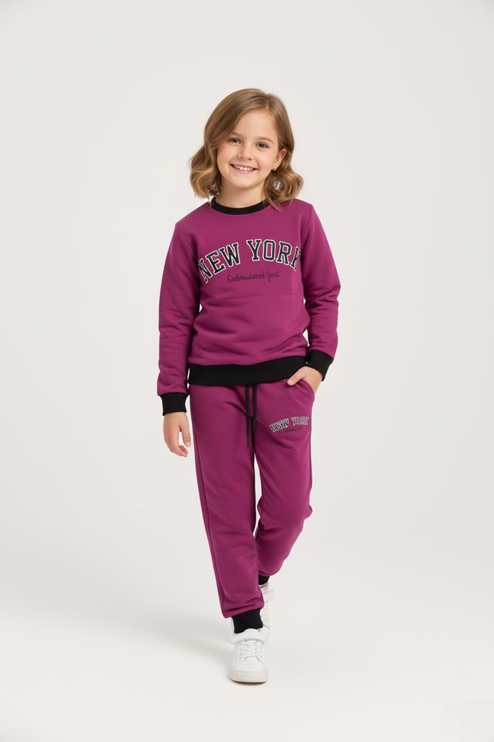 New York Baskılı Kız Çocuk Eşofman M00693