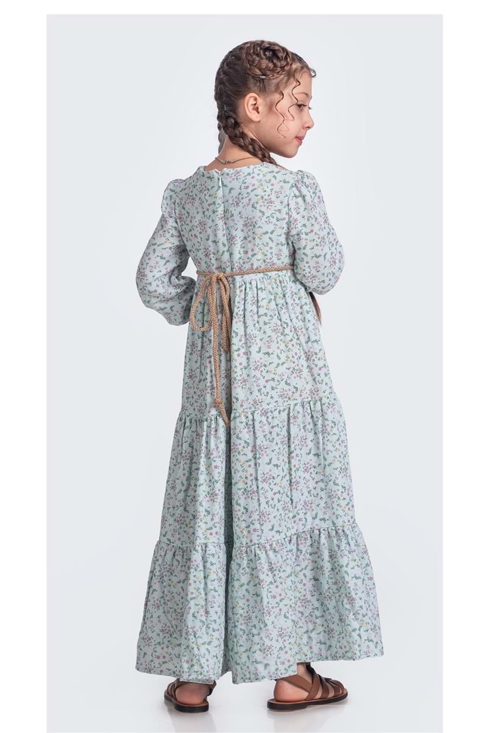 Müslin Kumaş Kız Çocuk Uzun Kol Tesettür Elbise M00705