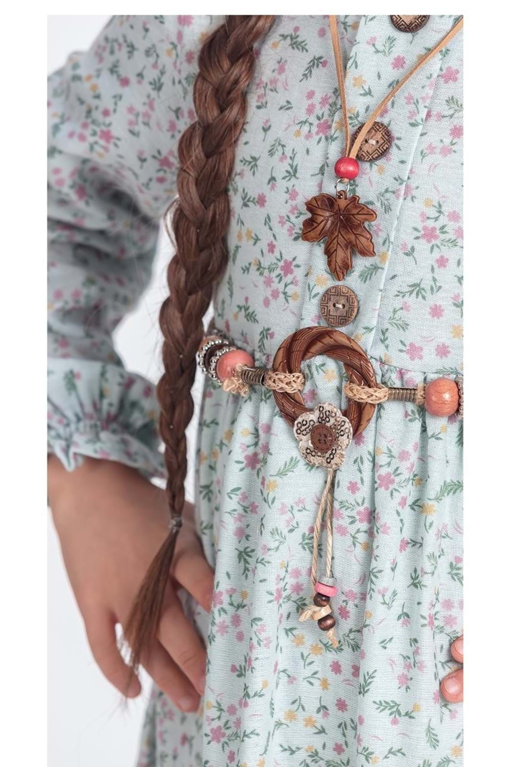 Müslin Kumaş Kız Çocuk Uzun Kol Tesettür Elbise M00705