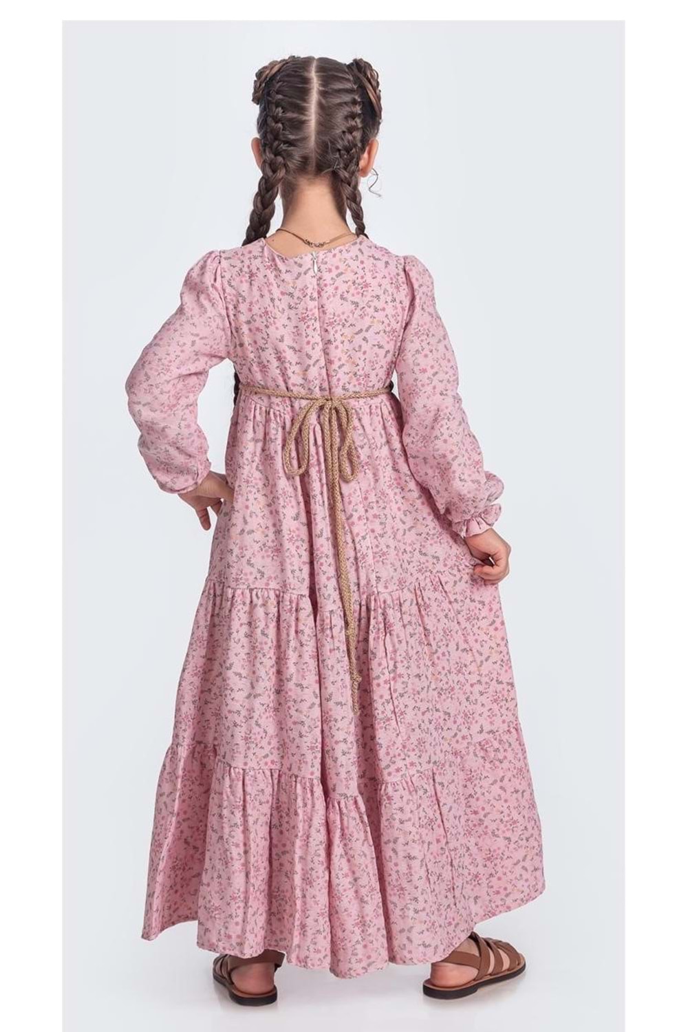 Müslin Kumaş Kız Çocuk Uzun Kol Tesettür Elbise M00705