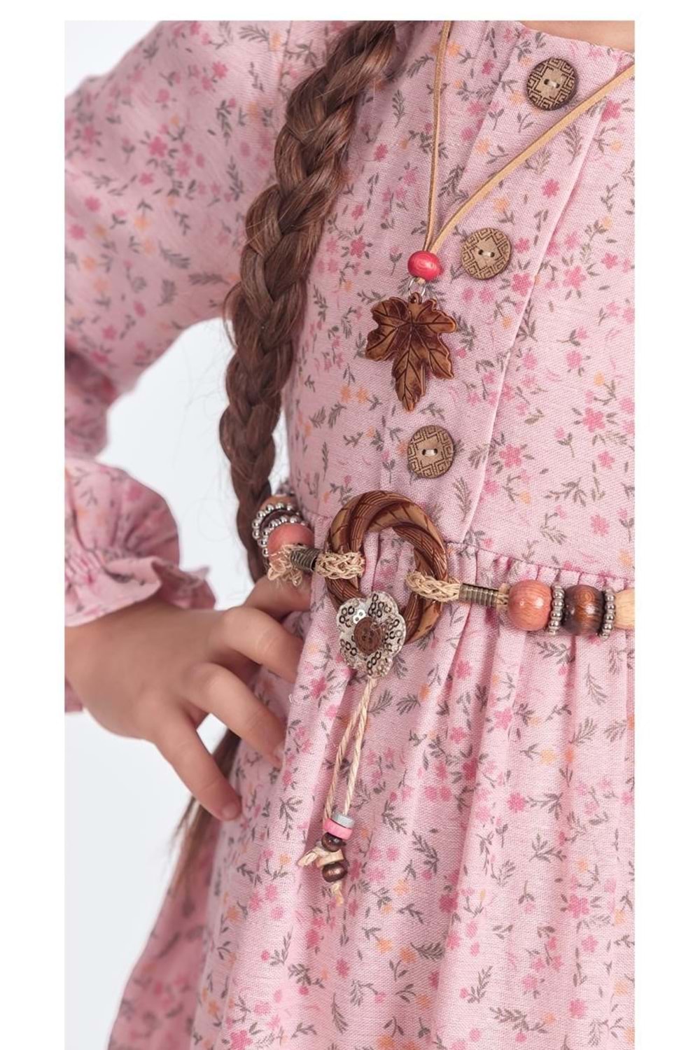 Müslin Kumaş Kız Çocuk Uzun Kol Tesettür Elbise M00705