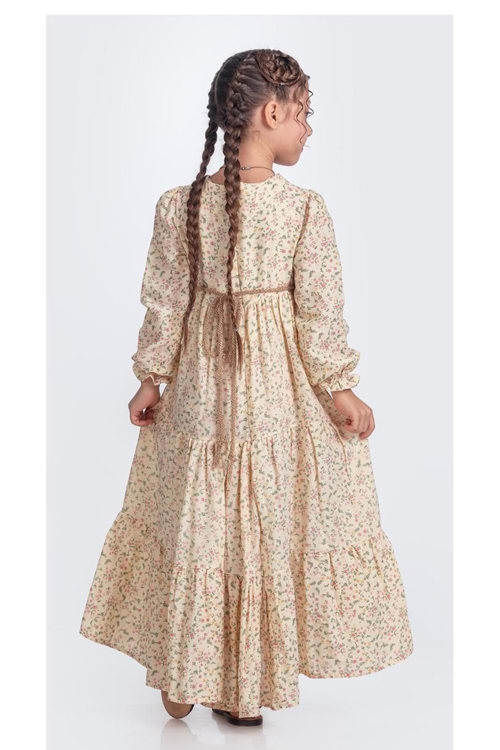 Müslin Kumaş Kız Çocuk Uzun Kol Tesettür Elbise M00705