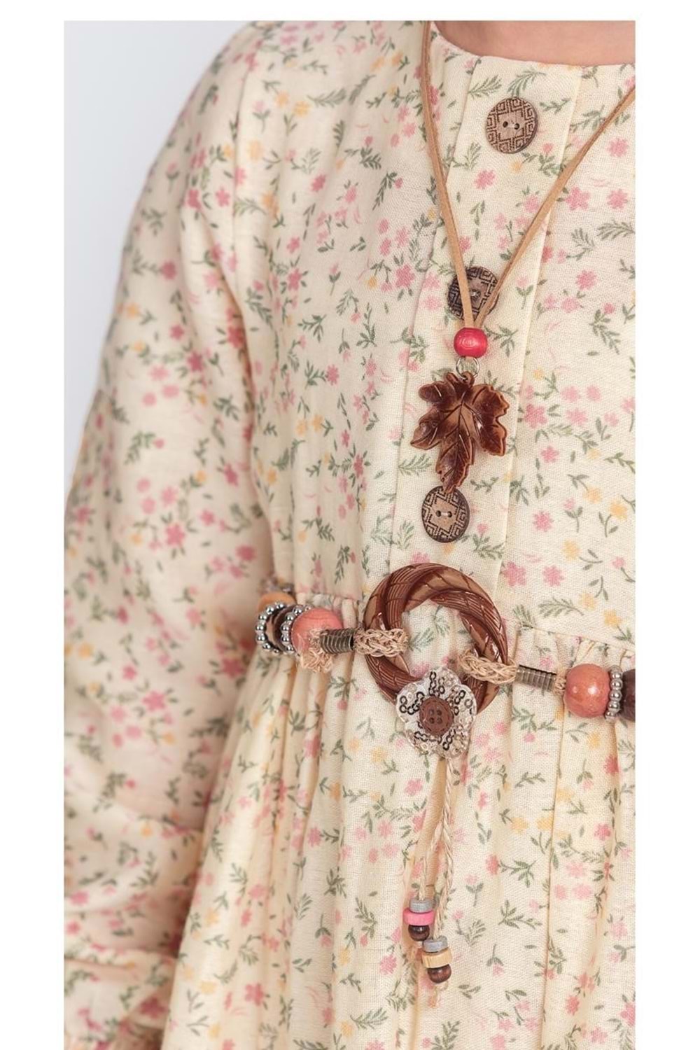 Müslin Kumaş Kız Çocuk Uzun Kol Tesettür Elbise M00705