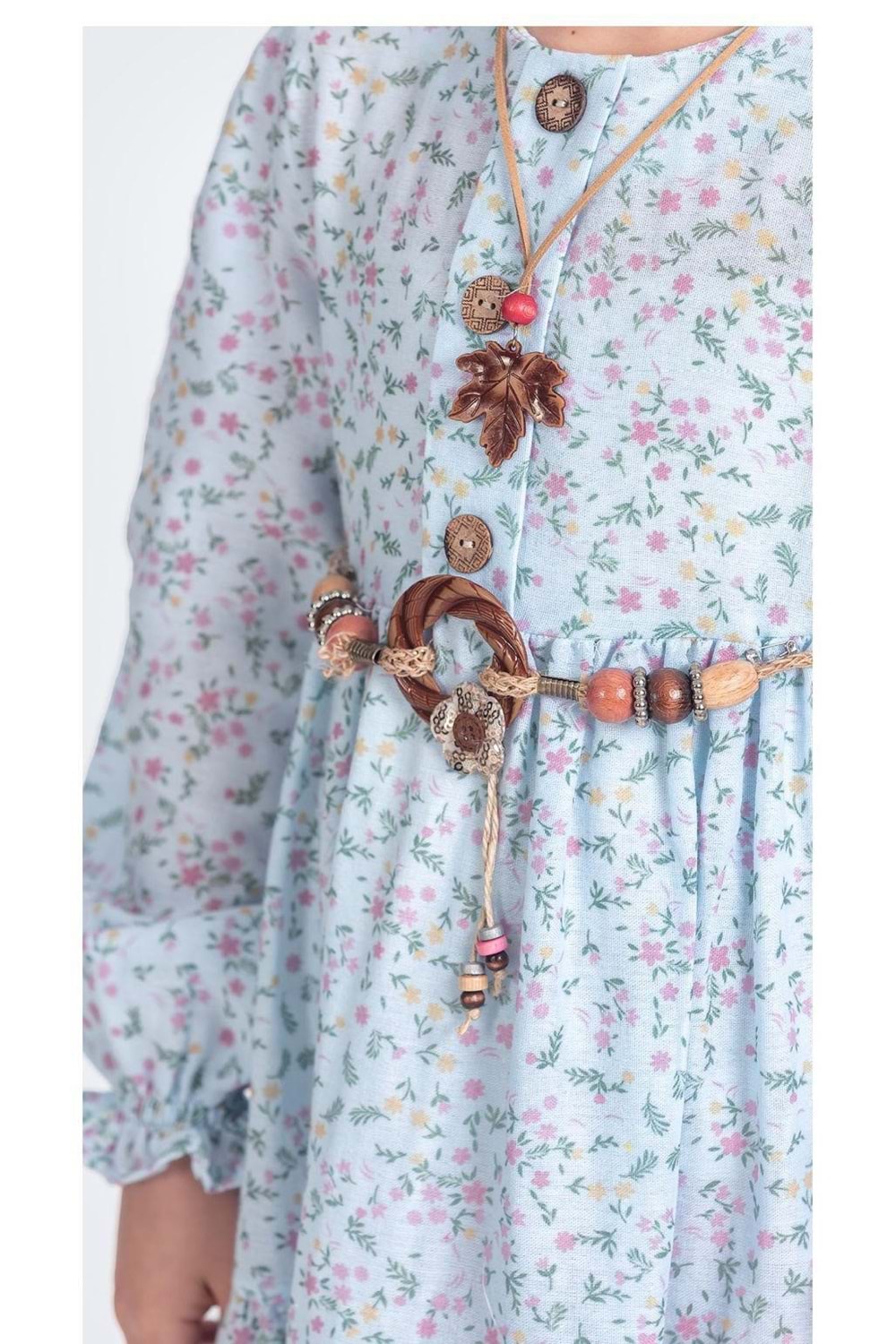 Müslin Kumaş Kız Çocuk Uzun Kol Tesettür Elbise M00705