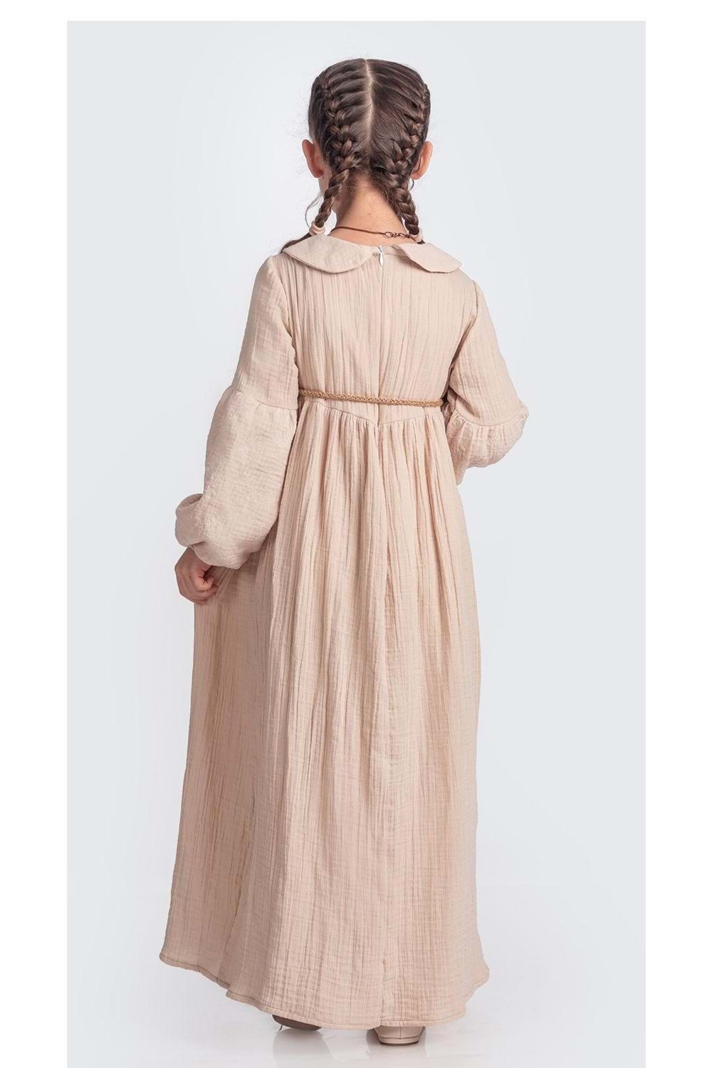 Müslin Kumaş Kız Çocuk Uzun Kol Tesettür Elbise M00705