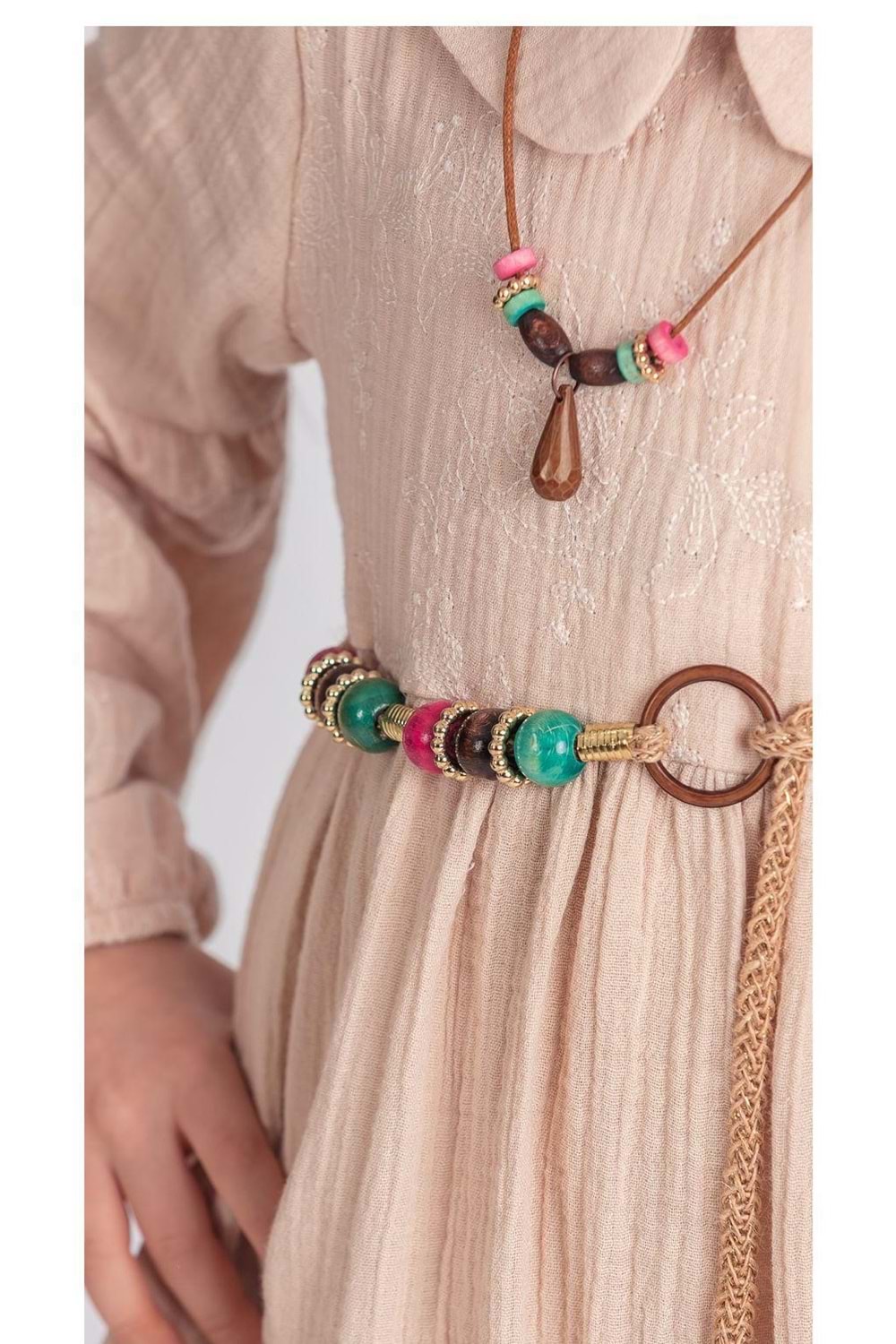 Müslin Kumaş Kız Çocuk Uzun Kol Tesettür Elbise M00705