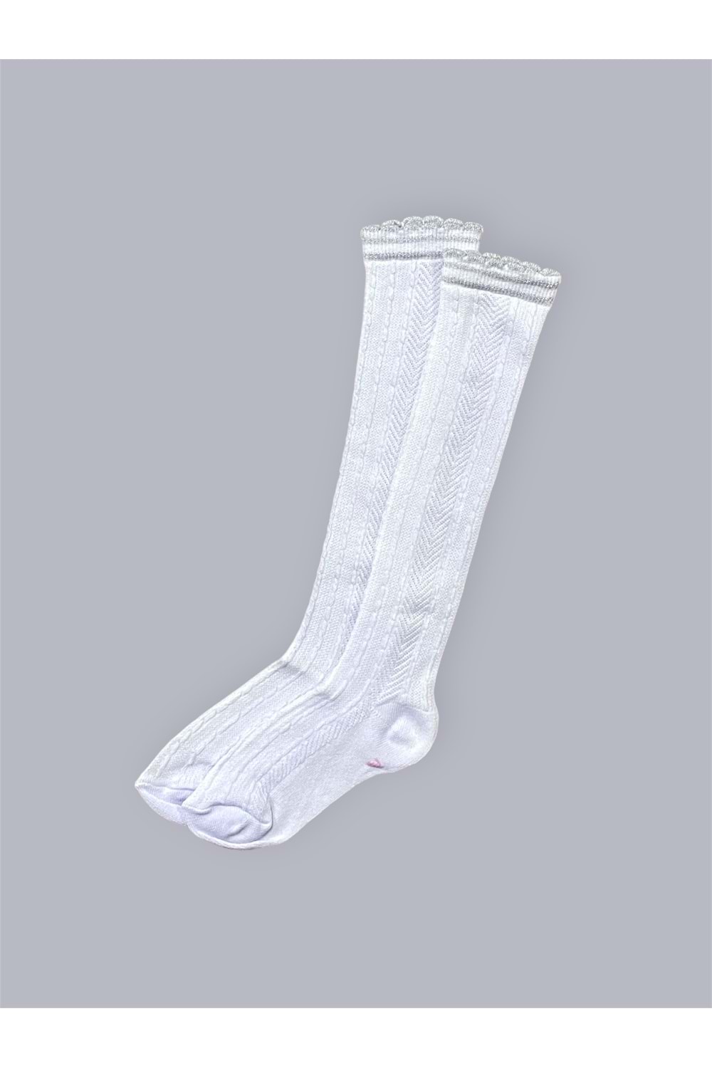 Kız Çocuk Desenli Diz Altı Çorap M00709