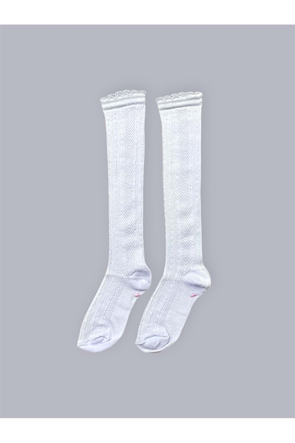 Kız Çocuk Desenli Diz Altı Çorap M00709