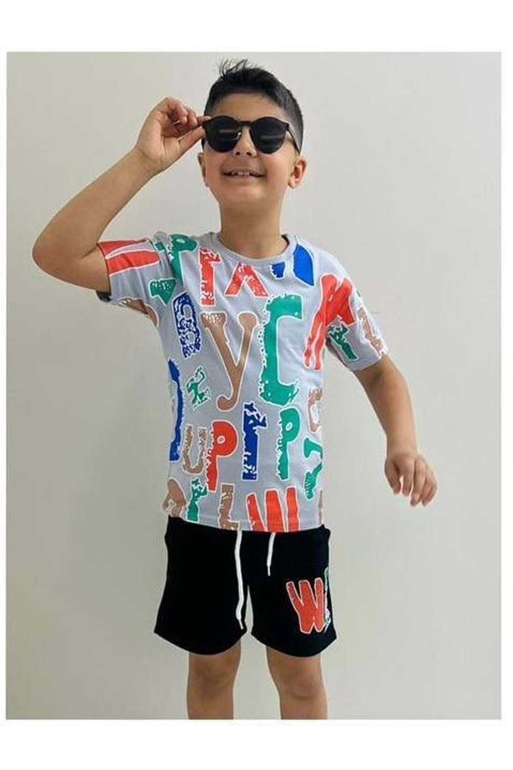 Erkek Çocuk Baskılı Şortlu Yazlık Takım M00710