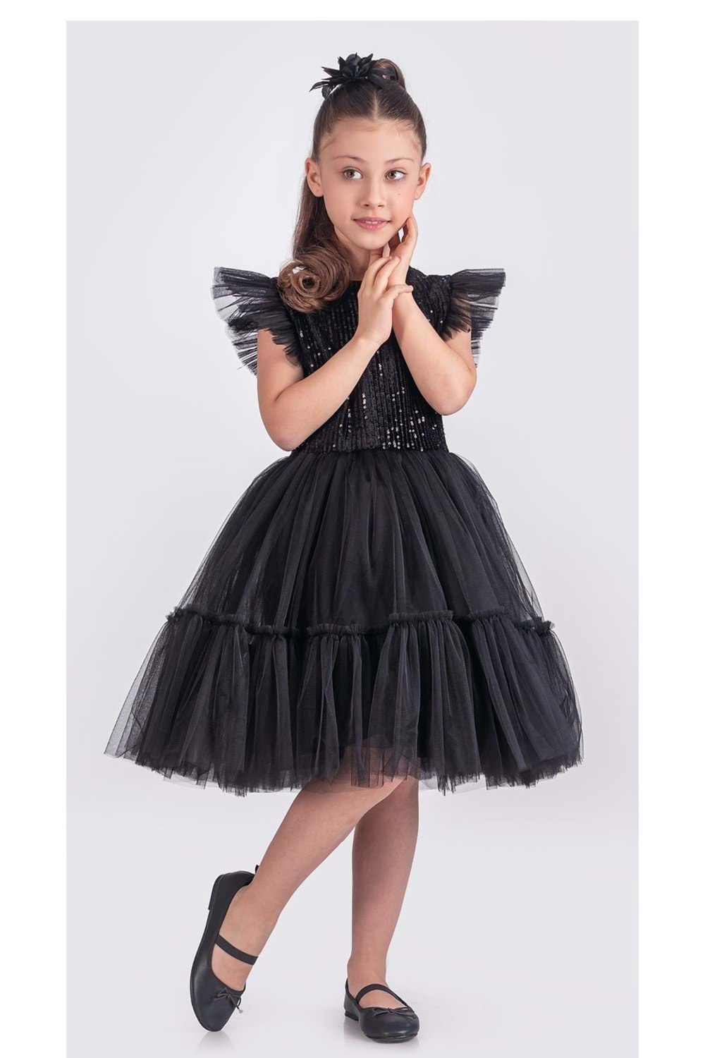 Pul Payet Katkat Tütü Etekli Kız Çocuk Elbise M00722