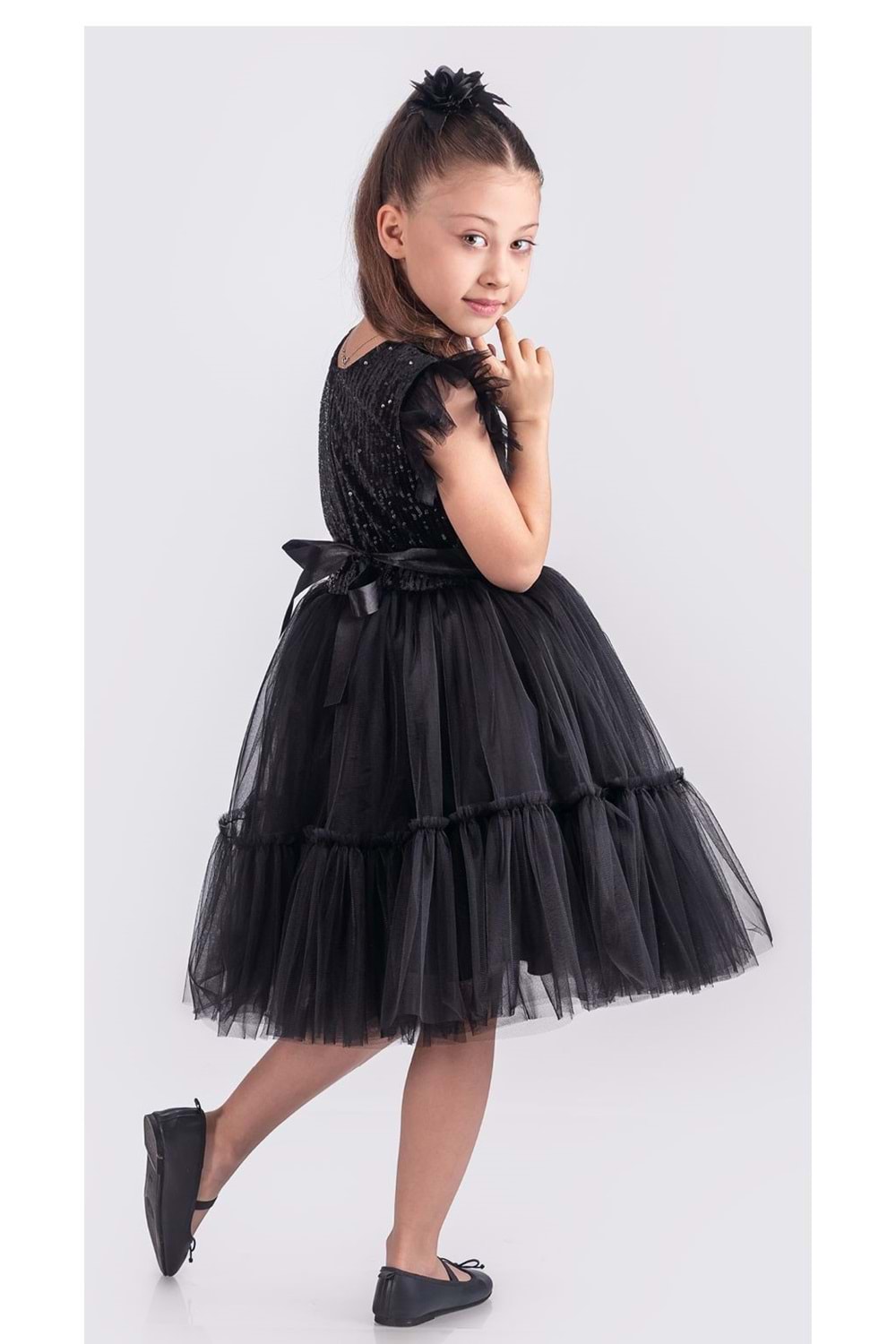 Pul Payet Katkat Tütü Etekli Kız Çocuk Elbise M00722