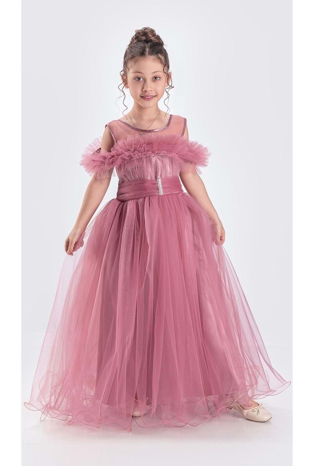 Uzun Etek Kız Çocuk Robası Şifon Abiye M00723