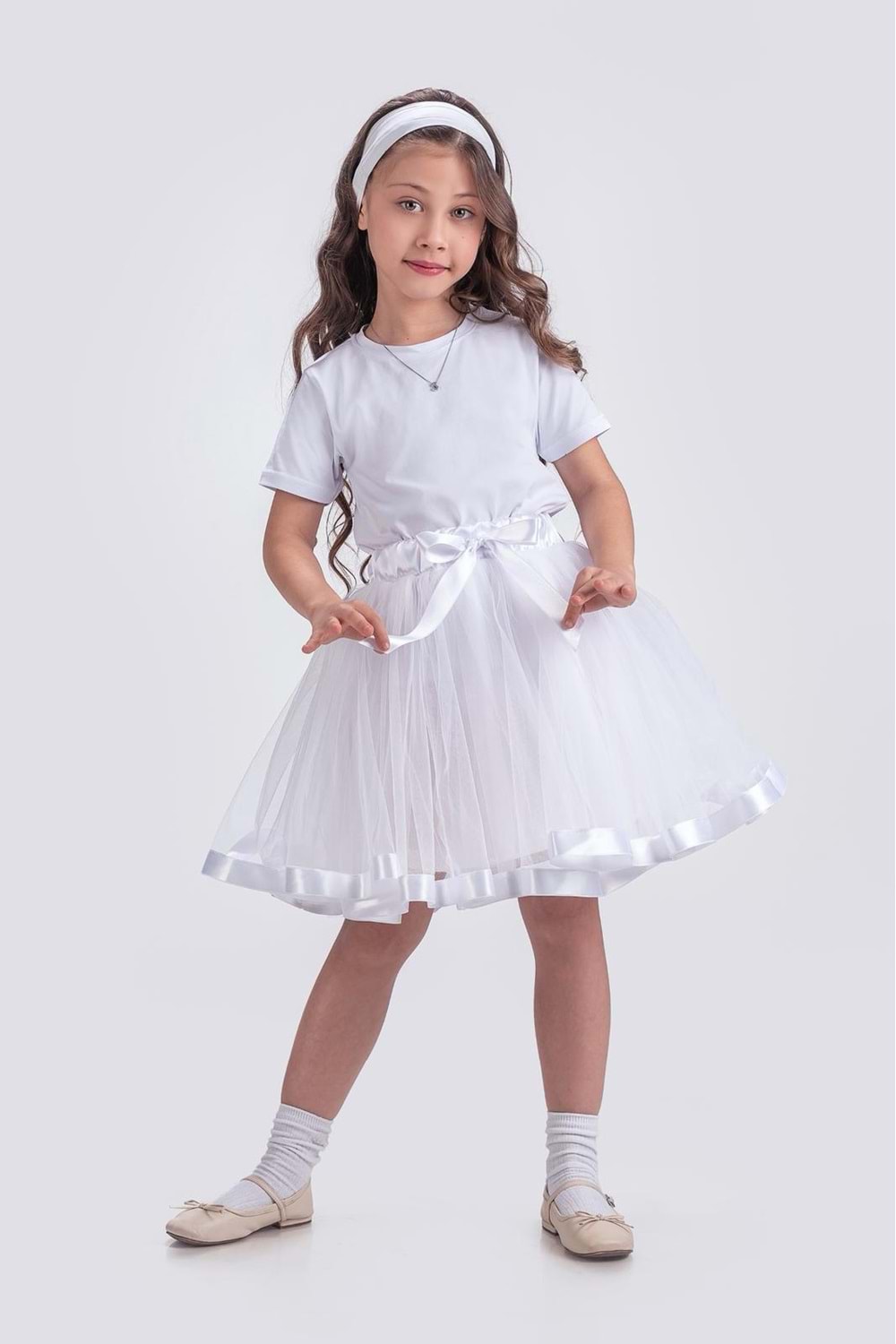 Saten Şeritli Tütü Kız Çocuk Etek M00728