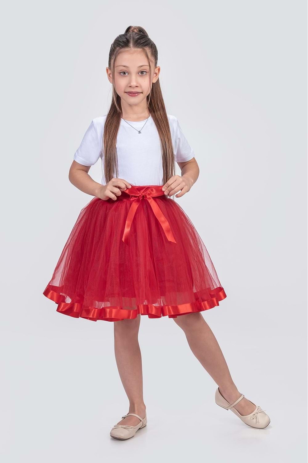 Saten Şeritli Tütü Kız Çocuk Etek M00728